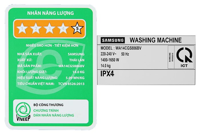 Máy Giặt Samsung Inverter 14 Kg WA14CG5886BVSV